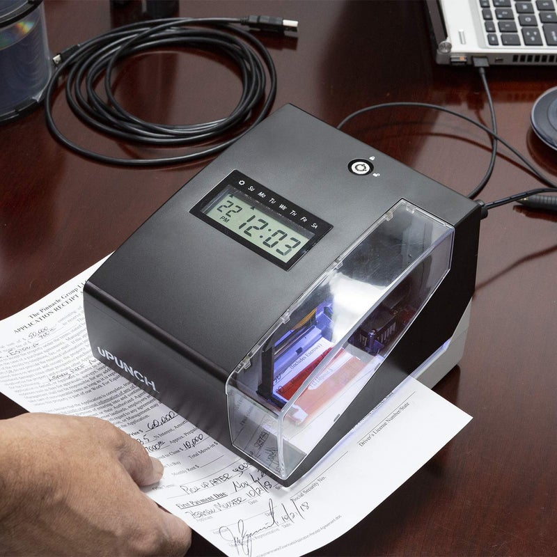 uPunch CR1000 Digital Time Clock and Date Stamp for Small Business: Complete Employee Time Tracking System with 50 Time Cards, Ribbon & Keys - Image 4